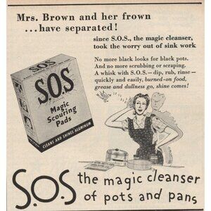 S.O.S. Magic Scouring Pads Vintage Print Ad 1947 u Original